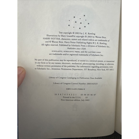 Harry Potter and the Order Of The Phoenix FIRST AMERICAN EDITION, FIRST PRINT - Picture 4 of 12